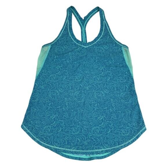 LULULEMON Fast Lane Singlet Sz 4 Foli Manifesto Bali Breeze Tofino Teal - Picture 5 of 8